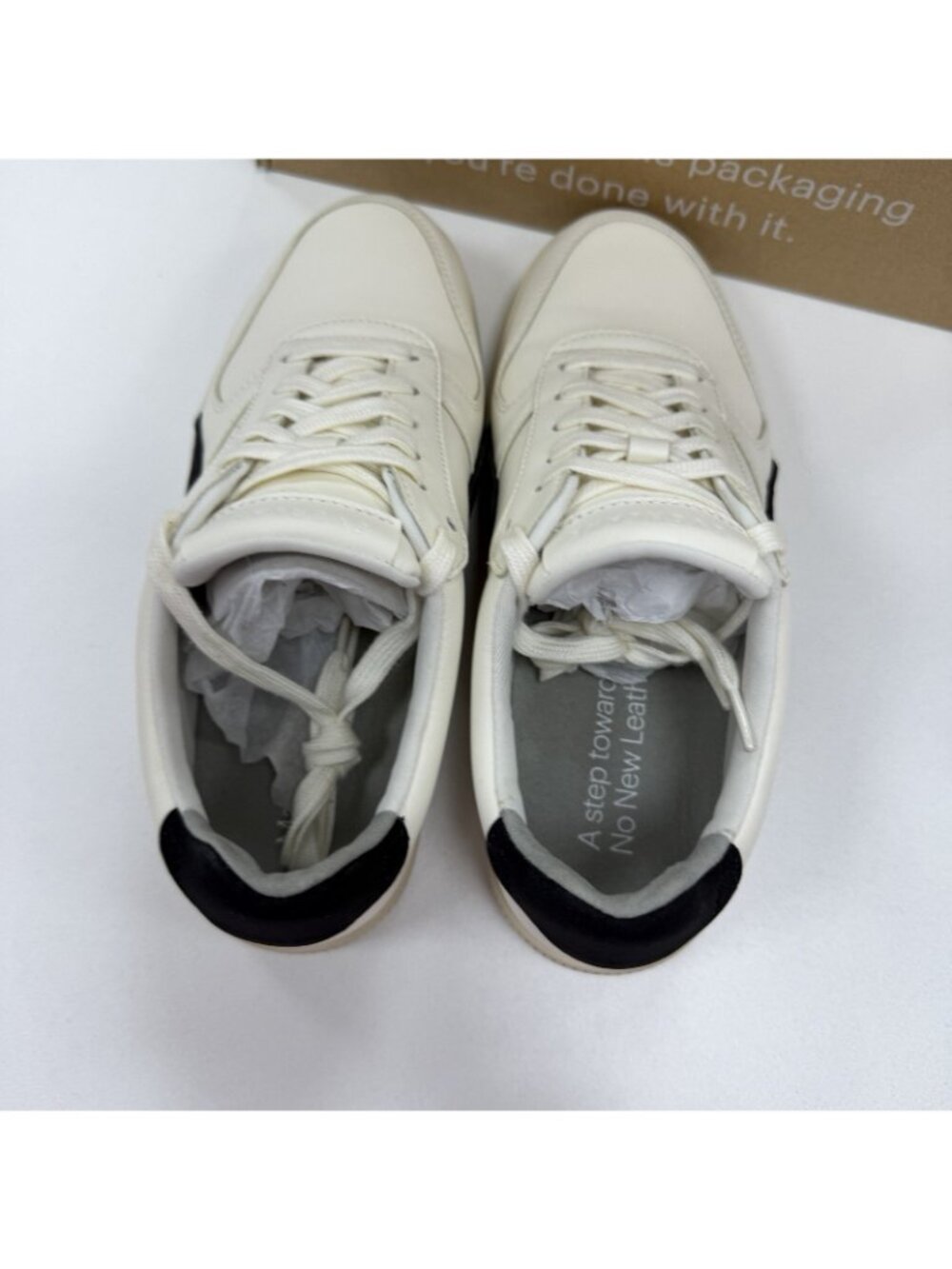 Everlane ReLeather® Court Sneaker size 5.5 Women's Lace-up Shoes White/Black - Picture 2 of 6